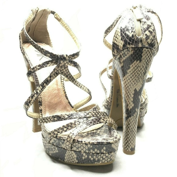 Kardashian Kollection Python Platform Heels Animal - Picture 2 of 8